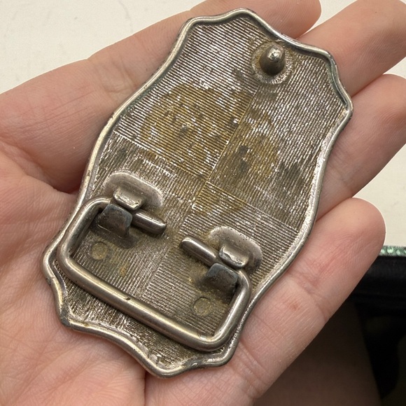 Vintage Texas Belt Buckle Red Enamel Western Floral Silver Tone Collectible - Picture 3 of 12